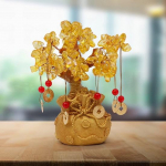 Lucky Feng Shui tsitriinist elupuu Bonsai kullast kristallist kaunistused koos rippuvate m&uuml;ndiv&otilde;ludega tervise jaoks, 17,78 cm x 7,62 cm