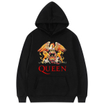 Kuninganna kapuutsid Muusika Legendaarne rokkb&auml;nd Print T&auml;navar&otilde;ivad Unisex Naiste Mood Suured dressipluusid Pusad Hip Hop Pullover Riided M black