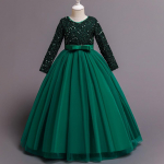 T&uuml;drukute printsesskleit, pikk litritega kleit, lasteriided 130cm roheline