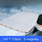 Auto talvine lumekaitse paksendatud flokeeritud poolkattega esikaitseraua kate lume tuule- ja k&uuml;lmakindel autoriietus k&uuml;lmumisvastane auto lumekaitse 147 * 110cm 5 magnets