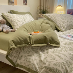 A-kategooria emadele ja imikutele pestud puuvillane ja linane puuvillane voodipesu neljaosaline komplekt ja kolmeosaline komplekt puhtast puuvillast voodilina ja tekikate 1.2m bed sheet 3pcs