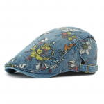Womeb Cap Denim Beret Flower Print Cap Forward Cap Newsboy Caps meestele Peaked Cap must