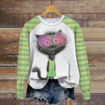 O kaelaga naiste kampsun ruuduline varrukatega T-s&auml;rk naistele Uued vabaaja naister&otilde;ivad Kawaii Cat Print Naiste T-s&auml;rk Pullover 2024 S