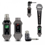 Mikrofon juhtmega &uuml;hendatud juhtmevaba konversioonipeaga, signaali vastuv&otilde;tu edastamine must