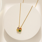 V&auml;rviline avatav neljaleheline ristikheina ripats kaelakee roostevabast terasest inkrusteeritud tsirkooniumist naiste lihtne kaelakee kuld