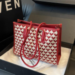 Punane kott pulmakott naistele Houndstooth High-end Suure mahutavusega &otilde;lakott Pruudi pulmakott one size