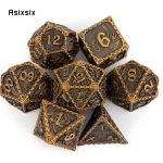 7 tk kollase draakoni metallist t&auml;ringut t&auml;ismetallist mitmetahuline t&auml;ringukomplekt, mis sobib rollim&auml;nguks RPG lauam&auml;ngu kaardim&auml;nguks mitmev&auml;rviline