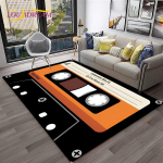 Retro muusikakasseti mustriga 3D vaip kodu elutuppa, magamistuppa, diivani ette, uksematt dekoor, lasteala vaip, libisemiskindel p&otilde;randamatt 40cm x 60cm