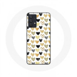 Coque pour Samsung Galaxy A13 4G / A13 4G Lite Fond de texture abstraite coeurs noir jaune et gris