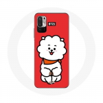 Coque pour Xiaomi Redmi Note 10 5G BTS Bangtan Gar&ccedil;ons BT21 RJ de Jin Fond Rouge