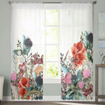 P&otilde;ldlilled vintage stiilis L&auml;bipaistvad kardinad Magamistuba Voile kardin Elutoa aken L&auml;bipaistvad kardinad K&ouml;&ouml;k t&uuml;llkardinad 135W x 114H(cm)
