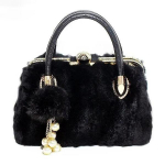 Suure mahutavusega kunstkarusnahast kott Naiste universaalne s&uuml;gistalvise peokott &Uuml;he &otilde;laga kott &uuml;hev&auml;rviline kivist k&auml;ekott 32*17*20cm must