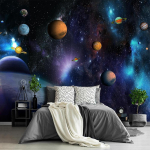 Kids Planet Murals Galaxy P&auml;ikeses&uuml;steemi Seinamaalid T&auml;hise &ouml;&ouml;taeva lae seinapaber Universum elutoa jaoks magamistoa tapeet 200 cm(W) x 140 cm(H)