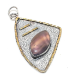 Natural Fluorite Gemstone 925 Sterling Silver Two Tone Pendant 2.76 u5z36