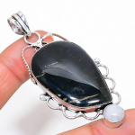 Natural Black Tiger Eye Gemstone Handmade 925 Sterling Silver Pendant 2.76 j8b29