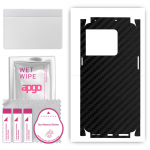 apgo Protective Skin Sticker for the back+sides compatible with OnePlus 10T, Full Wrap Film, Foil, Vinyl - Pattern Carbon Black