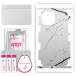 apgo Protective Skin Sticker for the back+sides compatible with Apple iPhone 13 Pro Max, Full Wrap Film, Foil, Vinyl - Pattern White Marble