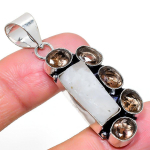 Natural Rainbow Moonstone, Topaz Gemstone 925 Sterling Silver Pendant 2.09 c0q65