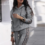 Spting Autumn Casual 2-osalised komplektid Pullover-spordidressi naiste &uuml;likonnad XL gray