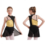 Lastele t&uuml;drukutele ballettv&otilde;imlemise trikoo kleit varrukateta, l&auml;ikivate litritega &otilde;lgadeta L&uuml;&uuml;riline tantsukleit lavalise tantsu kost&uuml;&uuml;mile 5-6 Years kuld