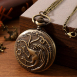 Retro Mood Meeste Taskukellad Klassikaline Meeste Kell Vanaaegne Kolmep&auml;ine Draakoni Disain Kaelakee Ripats Kvarts Taskukell