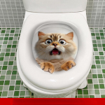 Creative Realistic Cute Cat Vision 3D WC kleebis L&otilde;bus Loomade Vannitoa WC kaane Decor Isekleepuv PVC Veekindel maal