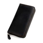 Vintage crazy horse leather men wallet long zipper card holder wallet must