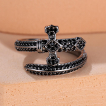 Vintage musta ristiga s&otilde;rmused meestele naistele unisex gooti punk Steampunk mustast tsirkoonist m&otilde;&otilde;gakujuline s&otilde;rmus meestele T&uuml;drukutele poistele peo moeehted 7