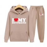 Kaheosaline komplekt I Love My Boyfriend meeste &uuml;likond kapuuts Kapuutsiga dressipluus Naiste kapuuts S&uuml;gis meeste kapuuts + p&uuml;ksid komplektid S