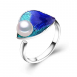 LSOOYH Bohemia Cloisonne looduslik mageveep&auml;rliga s&otilde;rmus Moodne lehtedest s&otilde;rmus naistele p&auml;rlitest ehted Resizable roosa