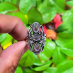 Natural Amethyst Gemstone Handmade 925 Sterling Silver Ring Size 6.5 j7o35