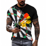 Uued Suvised Moodi Darts Graafilised T-s&auml;rgid Trend Meeste Vabaaja 3D Prindiga Uudsed Huvitavad Mustriga T-s&auml;rgid &Uuml;mara Kaelusega L&uuml;hikeste Varrukatega Topid 2XL