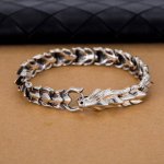 S925 Sterling h&otilde;bedast ehteid valitsev kraan Keel meeste k&auml;ev&otilde;ru Domineeriv retro Tai h&otilde;bedane k&auml;ev&otilde;ru 22cm h&otilde;be