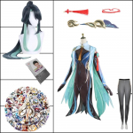 M&auml;ng Liyue Xianyun Cloud Retainer Cosplay kost&uuml;&uuml;mikleit parukas Hiina stiilis L-(Full set+wig)