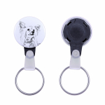 Chinese Crested Dog, Puff - keychain with a dog portrait, pendant with the brand's own Art-Dog graphics