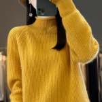 Naiste ka&scaron;miir kampsun Qinghe ka&scaron;miir 30% ka&scaron;miir 70% vill s&uuml;gis-talvine ka&scaron;miir paks pullover pehme ja soe XXL kollane