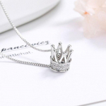 Uus 925 Sterling h&otilde;bedane naiste kaelakee ripats, moekroon, mikro-inkrusteeritud tsirkoonist printsessi rangluu kett, ehe kingitus