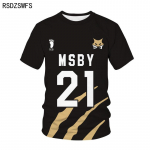 Anime Haikyuu 3D prinditud T-s&auml;rk MSBY Black Jackal Sport vabaaja meeste naiste t&auml;navar&otilde;ivad T-s&auml;rk Moodne T-s&auml;rk Topid Harajuku r&otilde;ivad S