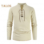 Kevad-s&uuml;gis meeste s&auml;rk, pits-up kaelus, pikad varrukad, &uuml;hev&auml;rvilised lahtised retro keskaegsed keskmise pikkusega vabaaja kontoritopsid S armee roheline v&auml;rv