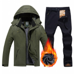 Talvine suusakost&uuml;&uuml;m meestele, veekindel, hoida soojas lumefliisist jope p&uuml;ksid tuulekindlad &otilde;ues m&auml;gede lumelauar&otilde;ivaste komplekt, suusavarustus 2XL roheline