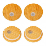 4 tk bambusest kaas &otilde;leauguga Lekkekindel silikoontihendiga kaas 2,76-tolline konservikaas Tavalised suupurgid &Otilde;lleklaaside bambuskaane vahetus