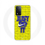 Coque Maniacase pour Oppo A93s 5G logo just do it couleur bleu front jaune