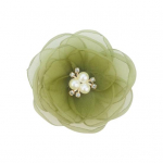 Camellia Shape Pross K&auml;sitsi valmistatud V&auml;ike lill DIY Pin Kunstp&auml;rlid Rhinestones Lillem&auml;rk Kaelarihm Kingad Kotid R&otilde;ivad Aksessuaarid roheline