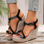Moodne Uus Disain Kivid Kudumine Kiilukaga K&otilde;rge Kontsaga Sandaalid Naiste Boho Kinga Kala Suu Elastsus Tagumine Rihm Sandaalid Suurused Plus Size 43 36 must