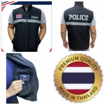 POLITSEI Vest Tikitud Plaastrid Tai Lipp T&otilde;mblukk Varrukateta Mehed Naised Unisex T&auml;ielikult Vooderdatud Tasku sees S