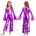 T&uuml;drukute l&auml;ikiv metallik Bell Bottom Jumpsuit Bodysuit Jazz Dance Stage Wear 1970ndate Disco Cosplay kost&uuml;&uuml;m karnevali rave peo &uuml;likond 15-16 Years