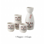 Keraamiline Jaapani sake komplekt Lucky Cat Veinipoti lipp 4 veinitopsiga Portselanist Tokkuri pudel Soju Cup Mikrolaineahjus ohutu