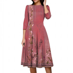 Naiste vabaaja ja moekas 3/4 varrukatega tasku ja t&otilde;mblukuga kleit L sinine