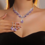 Luksuslik s&auml;delev teemant super ilu kaelakee k&otilde;rvar&otilde;ngaste komplekt pruudi ehete amet&uuml;st veetilga ripatsk&otilde;rvar&otilde;ngad kaheosaline komplekt