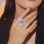 K&otilde;rgekvaliteediline s&auml;delev kristalls&otilde;rmus geomeetrilise disainiga ruudukujuline s&otilde;rmus naiste s&otilde;rmus balli&otilde;htu peos&otilde;rmus Opening adjustable